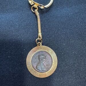 Vintage Lincoln D Penny Coin Keychain